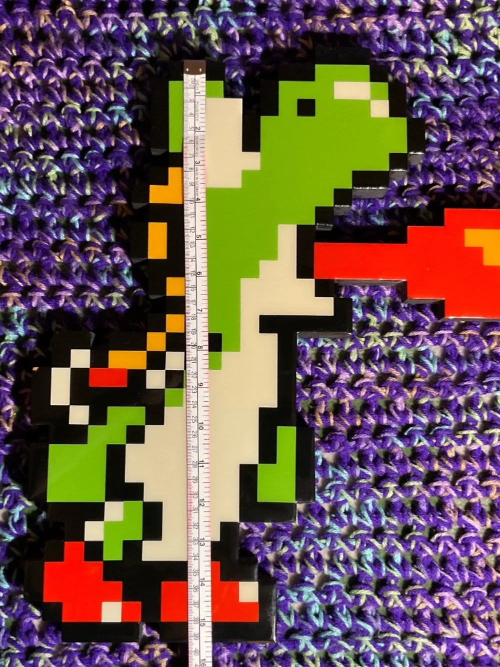 Nintendo Super Mario 8-bit Pixel Art Yoshi- Wood & Acrylic